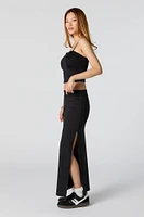 Lace Trim Slit Maxi Skirt