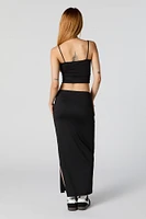 Lace Trim Slit Maxi Skirt