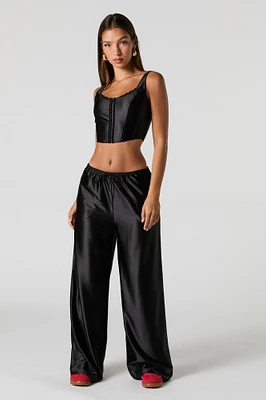 Satin Drawstring Palazzo Pant