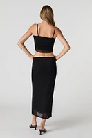 Mesh Ruched Midi Skirt