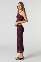 Mesh Ruched Midi Skirt