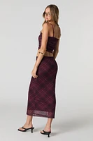 Mesh Ruched Midi Skirt