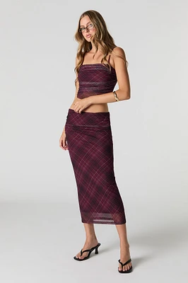 Jupe midi ruchée en filet