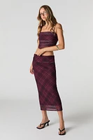 Jupe midi ruchée en filet