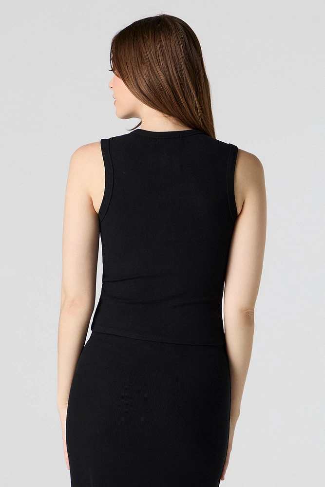 Ribbed Button-Up Vest Top
