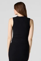 Ribbed Button-Up Vest Top