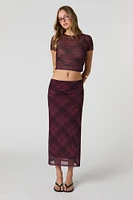 Mesh Ruched Cropped T-Shirt
