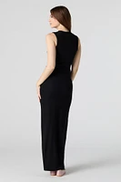 Ribbed Slit Maxi Skirt