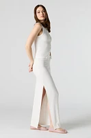 Ribbed Slit Maxi Skirt