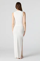 Ribbed Slit Maxi Skirt
