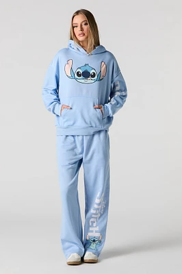 Pantalon d'entraînement à jambe évasée en molleton avec imprimé Stitch