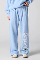 Pantalon d'entraînement à jambe évasée en molleton avec imprimé Stitch
