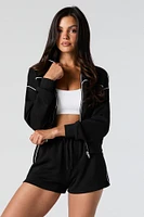 Active Contrast Stitch Zip-Up Jacket