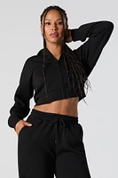 Active Zip-Up Cropped Fleece Hoodie