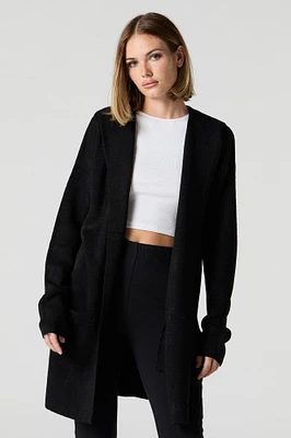 Hooded Longline Knit Cardigan