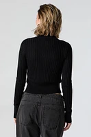 Ribbed Knit Zip-Up Sweater