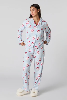 Ensemble pyjama Pyjamas de famille en flanelle à imprimé Père Noël pour femmes