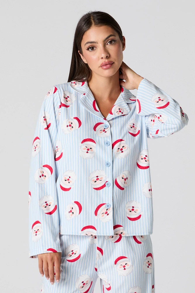 Ensemble pyjama Pyjamas de famille en flanelle à imprimé Père Noël pour femmes