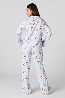 Ensemble pyjama Pyjamas de famille en flanelle à imprimé Père Noël pour femmes