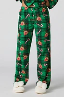 Ensemble pyjama Pyjamas de famille en flanelle à imprimé Rudolph pour femmes