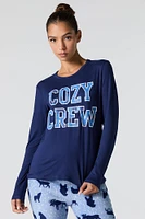 Pyjama deux-pièces de famille à imprimé Cozy Crew pour femme