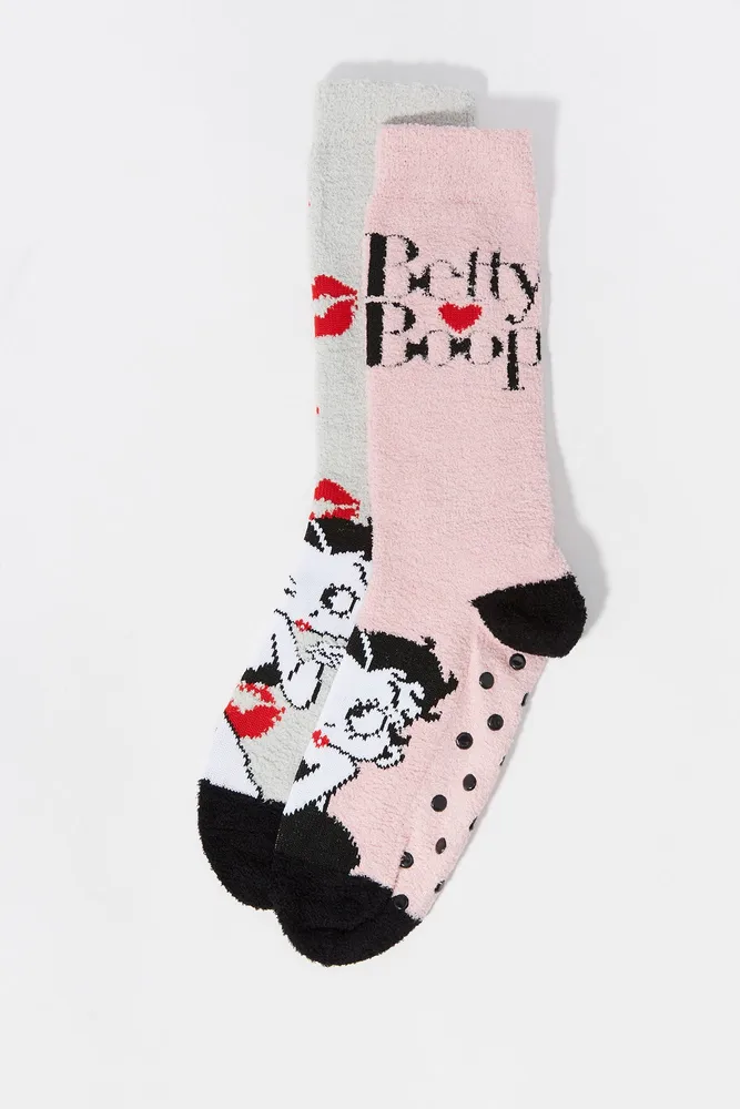 Stitches Betty Boop Fuzzy Grip Socks (2 Pack)