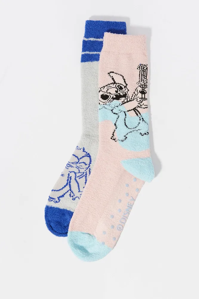 Stitches Stitch Fuzzy Grip Socks (2 Pack)