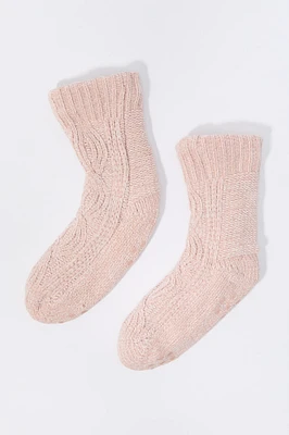 Pantoufles-chaussettes en tricot torsad