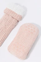 Pantoufles-chaussettes en tricot torsadÃ©