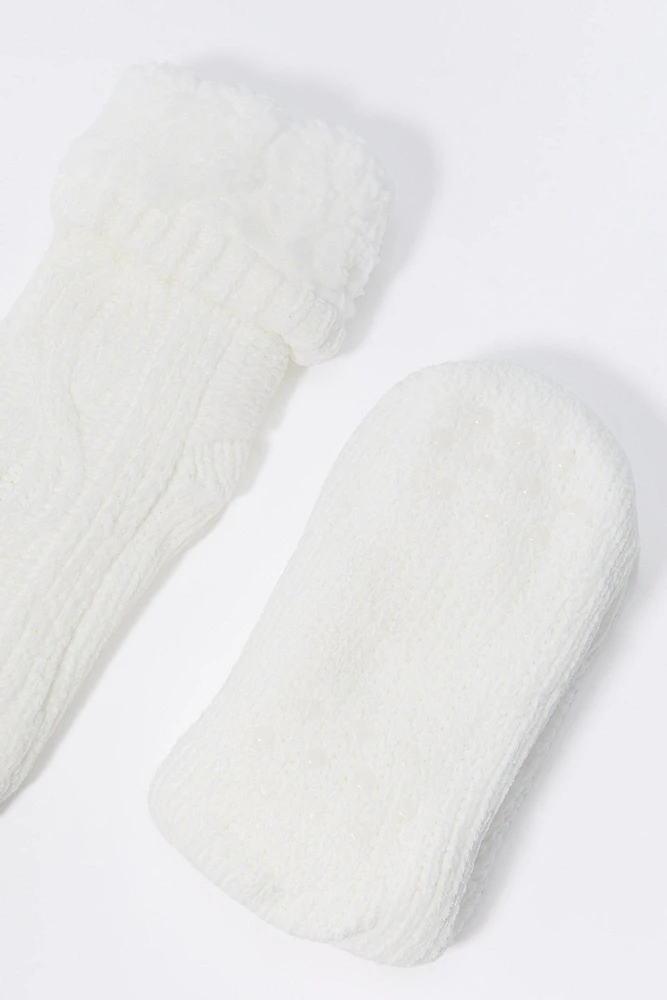 Cable Knit Sock Slippers