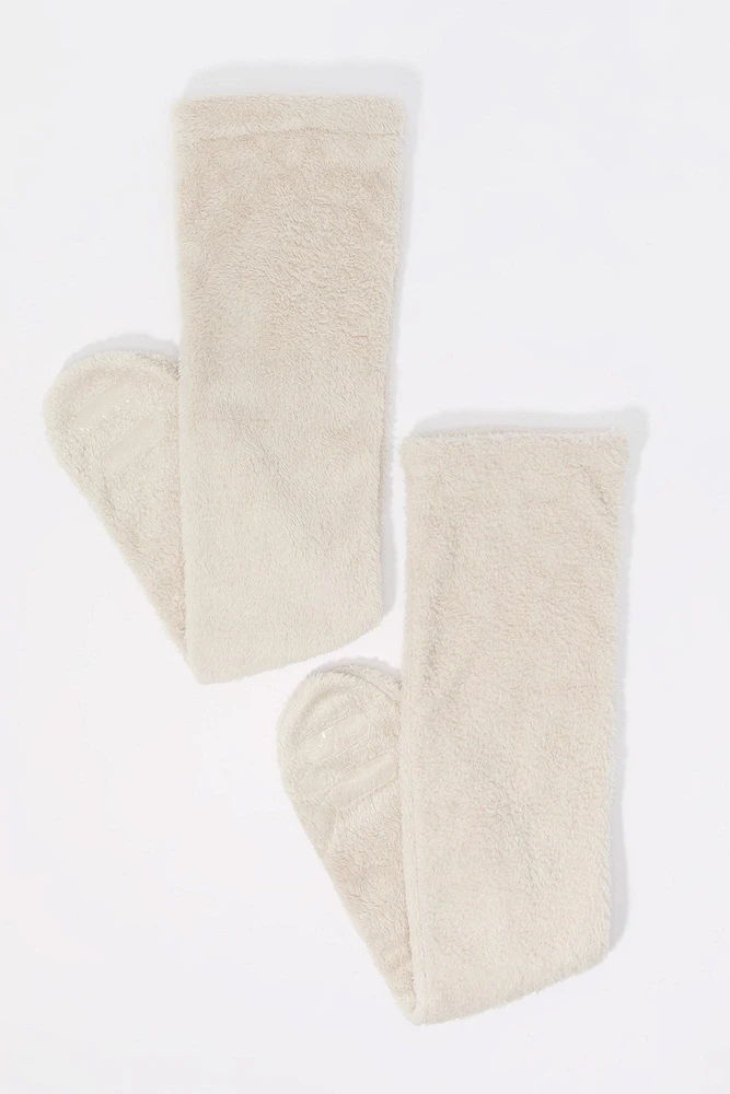 Pantoufles-chaussettes en peluche