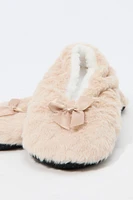 Pantoufles ballerine en similifourrure avec boucle