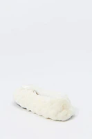 Faux-Fur Ballerina Bow Slipper