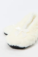 Faux-Fur Ballerina Bow Slipper