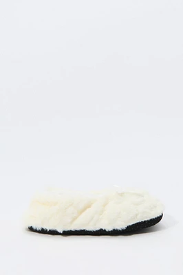 Faux-Fur Ballerina Bow Slipper