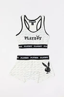 Ensemble avec soutien-gorge de sport et short à imprimé Playboy