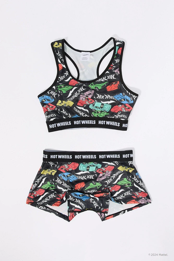 Ensemble avec soutien-gorge sport et culotte garçonne à imprimé Hot Wheels™