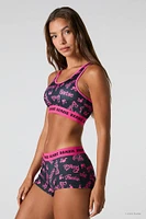 Ensemble avec soutien-gorge sport et culotte garçonne à imprimé Barbie™