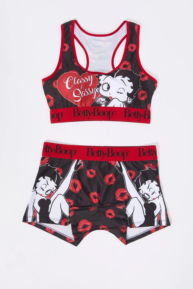 Ensemble pyjama avec soutien-gorge et short à imprimé Betty Boop