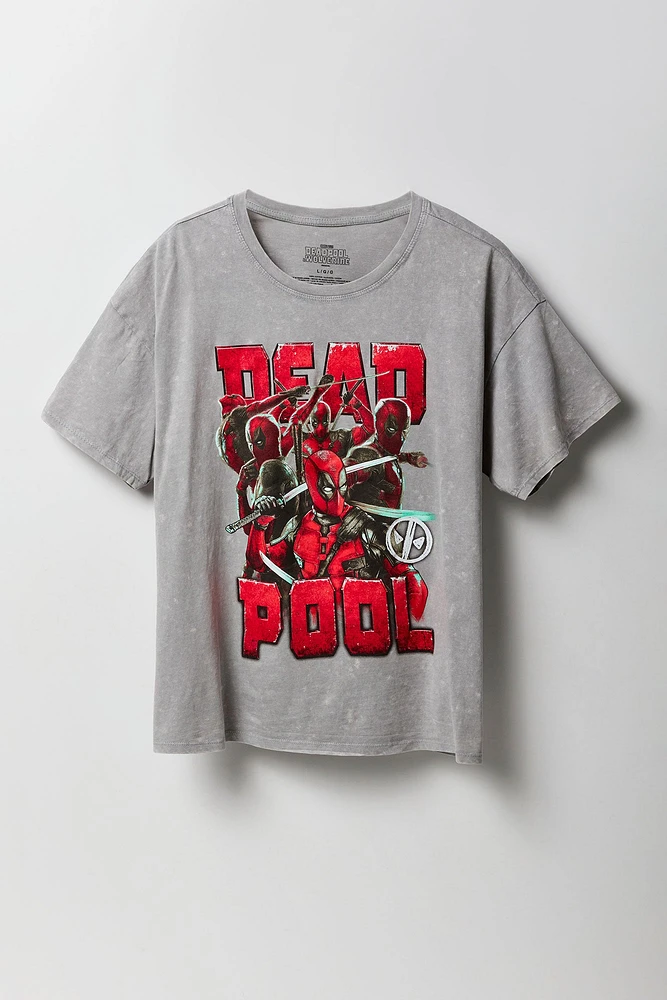 T-shirt de coupe garçonne délavé à imprimé Deadpool