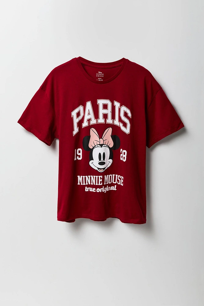 T-shirt coupe garçonne à imprimé Minnie Mouse Paris