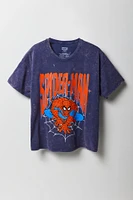 T-shirt de coupe garçonne délavé à imprimé Spider-Man