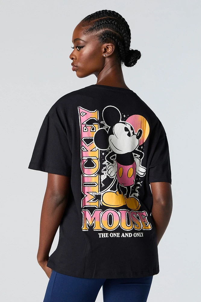 T-shirt de coupe garçonne à imprimé Mickey Mouse