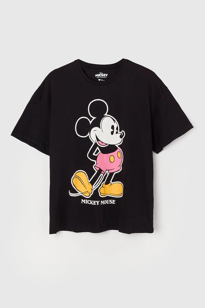 T-shirt de coupe garçonne à imprimé Mickey Mouse