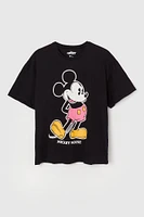 T-shirt de coupe garçonne à imprimé Mickey Mouse