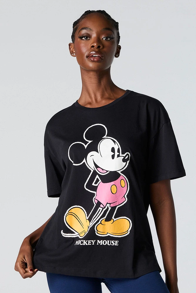 T-shirt de coupe garçonne à imprimé Mickey Mouse