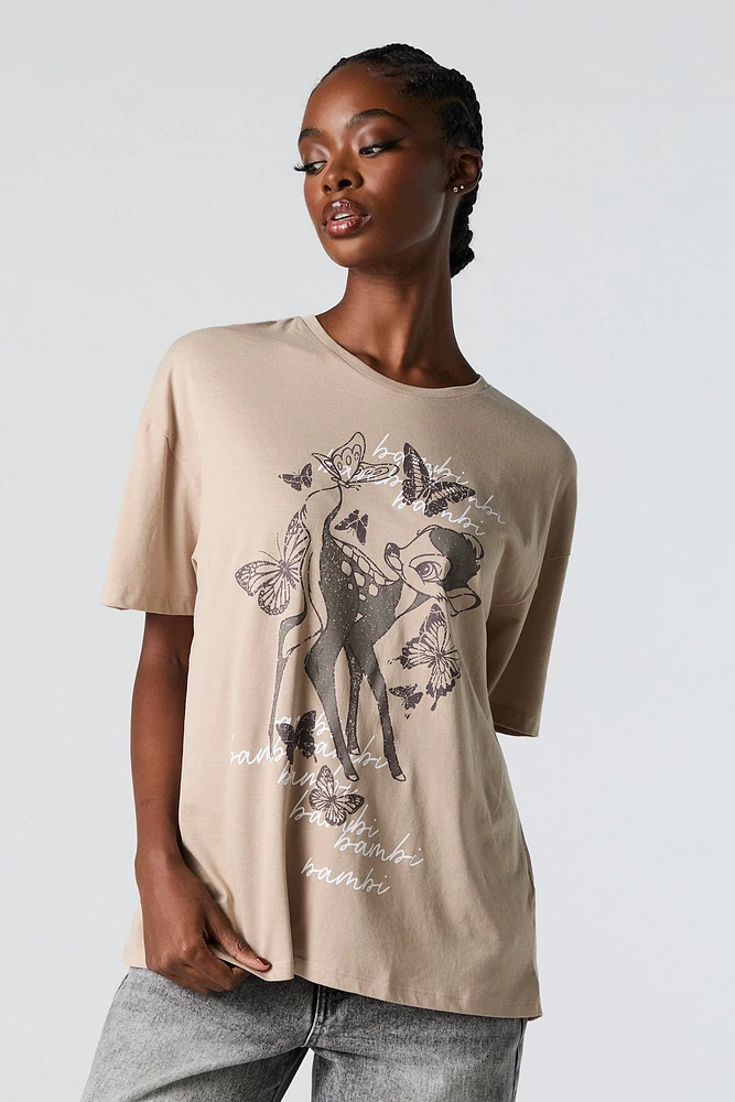 T-shirt de coupe garçonne à imprimé Bambi