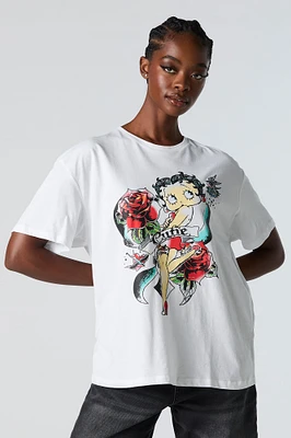 T-shirt de coupe garçonne à imprimé Betty Boop Cutie