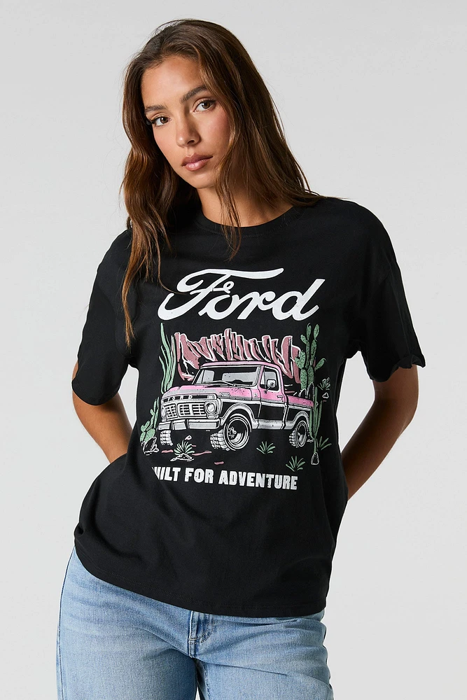 T-shirt de coupe garçonne à imprimé Ford Built for Adventure