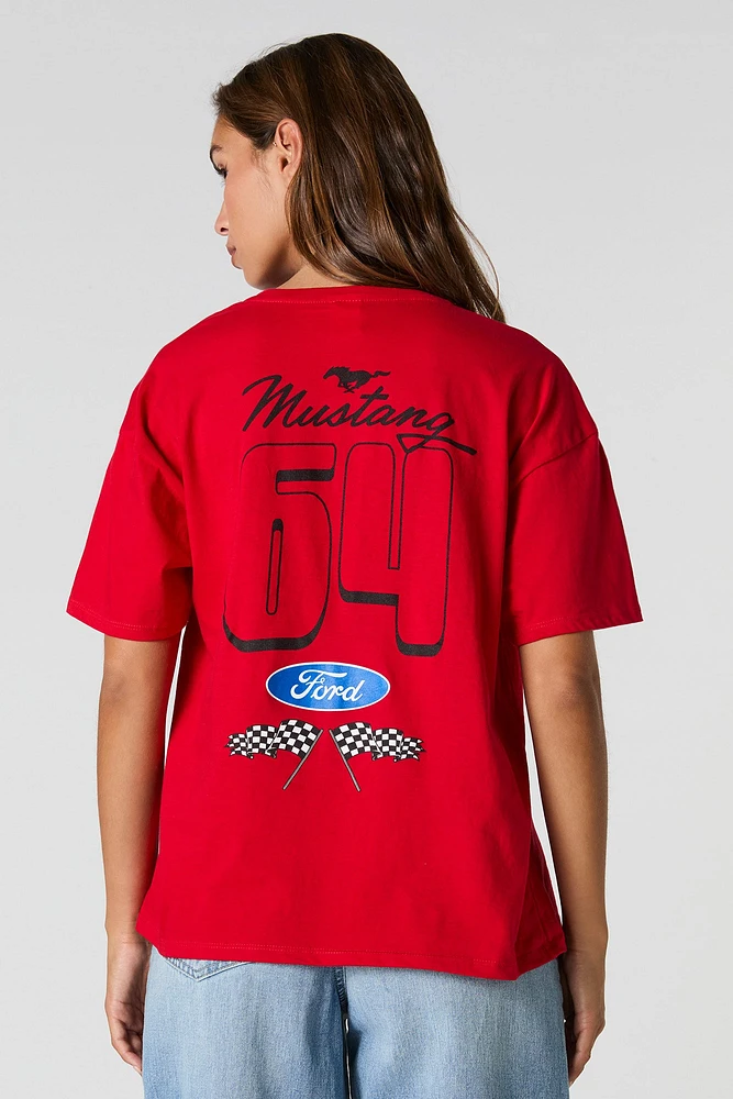 T-shirt de coupe garçonne à imprimé Ford Mustang